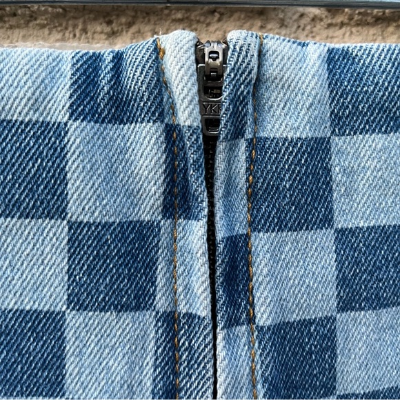 Topson Downs Checkerboard Denim Mini Skirt in Blue - Size XS - Picture 3 of 3